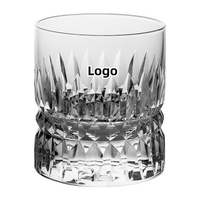 Handcrafted Cut Glass Whiskey Tumbler with Starburst Design