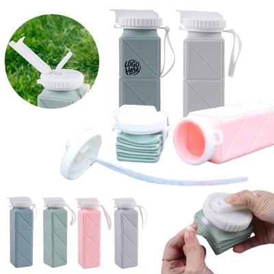 21 Oz. Outdoor Silicone Collapsible Bottles With Straw