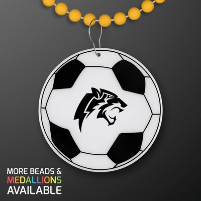 Soccer Ball Medallion with Golden Yellow Beaded Necklace (Non Light Up) - PRINTED