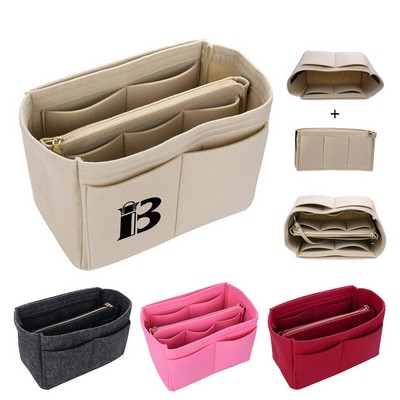 Felt Purse Organizer Insert Makeup Bag