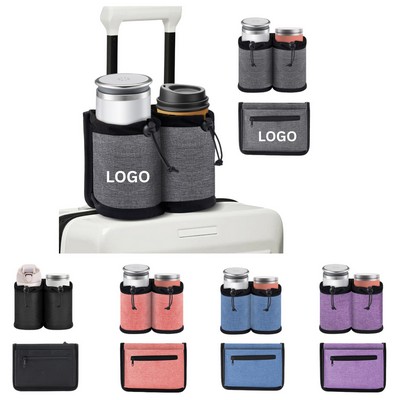 Polyester Luggage Cup Holder With Dual Drink Carrier