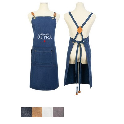 Multi-Pocket Waterproof Oil-Proof Canvas Cotton Apron