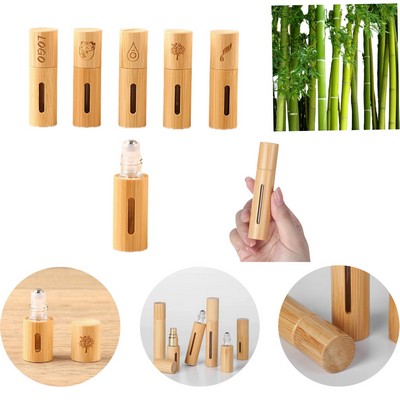 0.35Oz Mini Bamboo Window Roller Empty Perfume Bottle