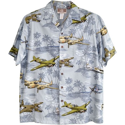 Hawaiian Tropical Military Print Shirt Airplanes Circa WWII (S - 3XL IN STOCK)