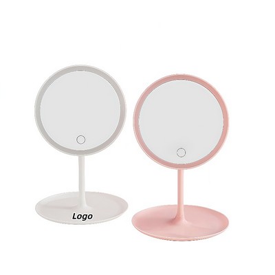 LED Illuminated Vanity Mirror Round Tabletop Makeup Mirror