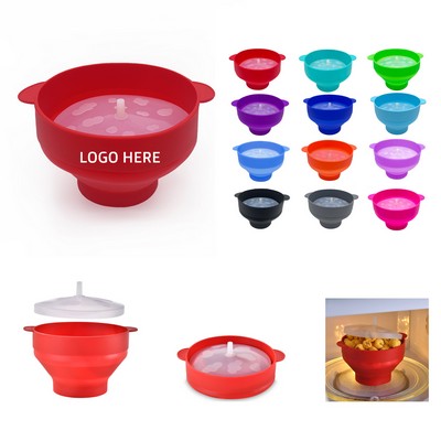 Foldable Silicone Popcorn Bowl With Handle