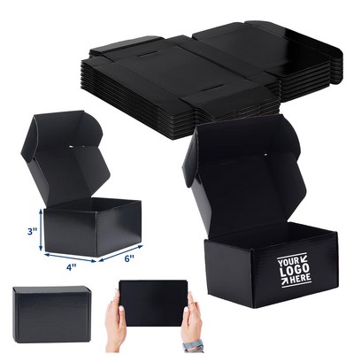 6x4x3" Black Small Business Cardboard Corrugated Mailer Shipping Packaging Box Gift