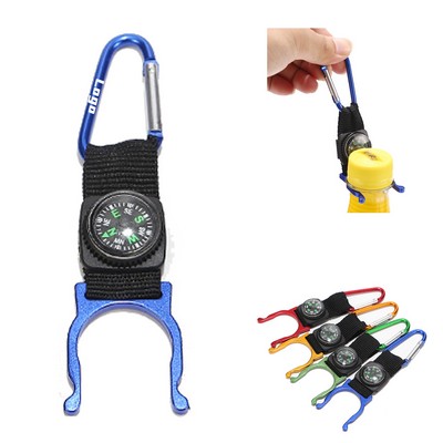 Compass Carabiner With Bottle Holder Keychain
