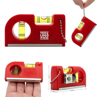 Mini Horizontal Vertical Pocket With Keychain Storage Bag Magnet Spirit Bubble Leveler