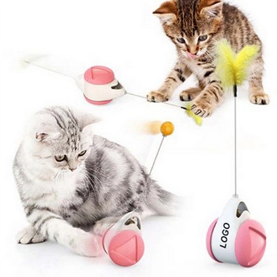 Suction Cup Mounted Interactive Spring Tumbler Cat Toy with Feather Ball