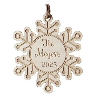 Wood Snowflake Ornament w/Laser Engraved Imprint