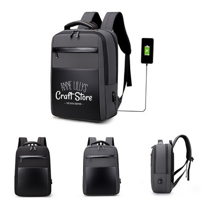 Genuine Leather USB Charging Backpack