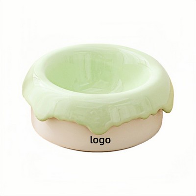 Ice Cream Cone Shaped Elevated Ceramic Pet Bowl for Cats and Dogs