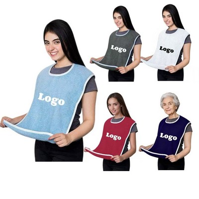 Adjustable Waterproof Eating Bib with Pocket for Seniors