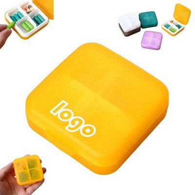 Portable Four-Compartment Cross-Pattern Pill Box