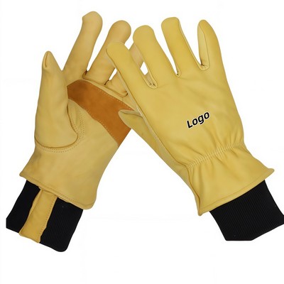 Insulated Heavy Duty Leather Work Gloves for Cold Storage and Winter Outdoor Use