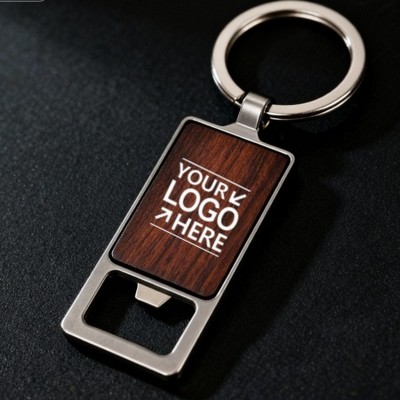 Bamboo Wood Bottle Opener Keychain