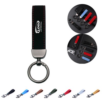 Suede & Zinc Alloy Car Keychain