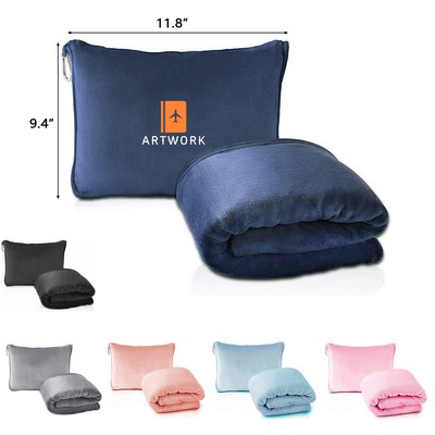 2-in-1 Foldable Travel Flannel Blanket Pillow