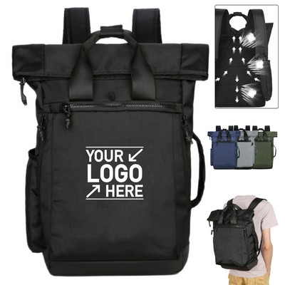 Large-Capacity Roll-Top Business Backpack