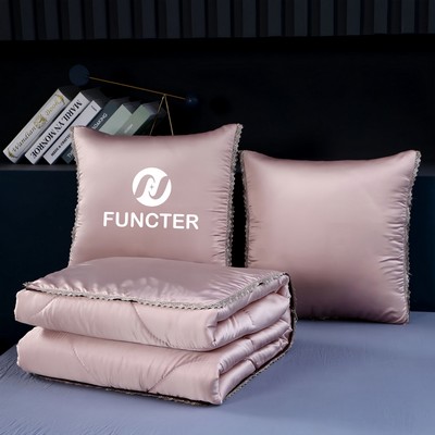 Satin & Silk-Cotton 2-in-1 Pillow Blanket (15.7x15.7 Inches)