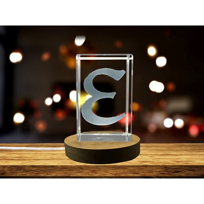 Epsilon Symbol Crystal Trophy Award w/LED Base Light