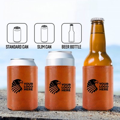 Leather Can Cooler Sleeve for Drinks