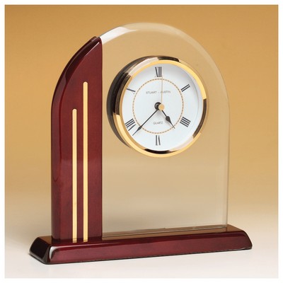 Arch Clock w/Glass Upright and Rosewood Piano Finish - CLK71
