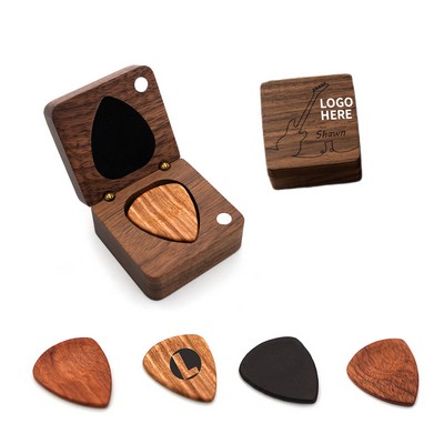 Personalized Wooden Guitar Picks & Case Set