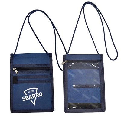 Multi-Pocket Polyester Neck Wallet