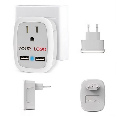 European / UK Travel Plug Adapter with 2 USB Ports