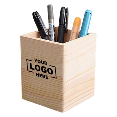 Solid Wood Desk Pen Holder