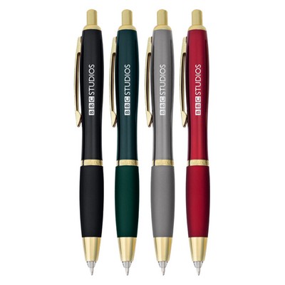 Union Printed - Gold Lighted Tip Click Metal Pen