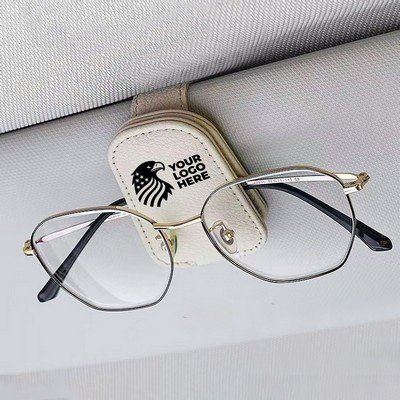 Leather Auto Visor Glasses Storage Clip Eyeglasses Mount