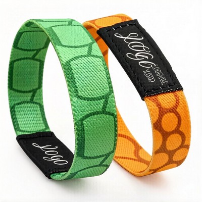 Full Color Elastic Wristband w/Woven Label