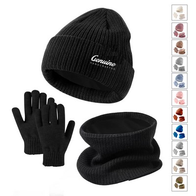 Knit Outdoor Winter Beanie Set