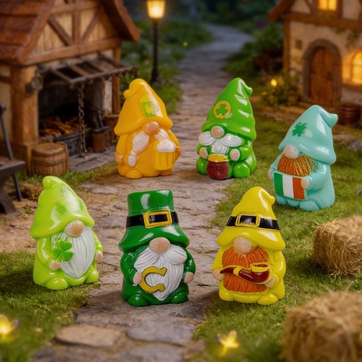 Creative St. Patrick's Day Gnome Miniatures Lucky Leprechaun Resin Figurines DIY Fairy Garden