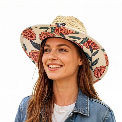 Lifeguard Straw Hat w/Under-brim imprinted