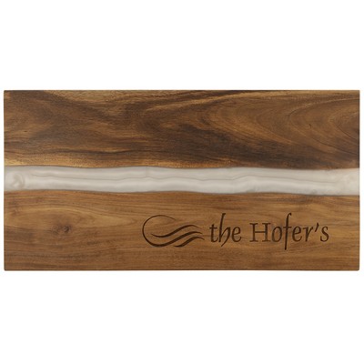 Large Acacia and White Pearl Resin Cutting Board