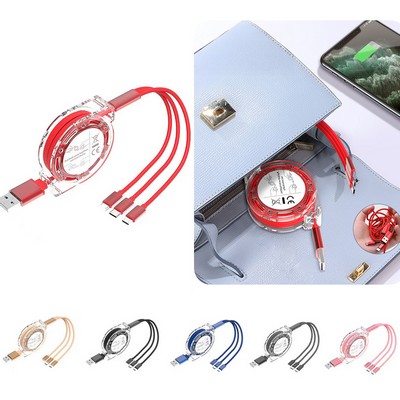 3In1 Type C Multi Function Retractable Usb Charging Cable