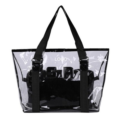 Summer Jelly Candy Color Tote Bag Aesthetic Transparent PVC Beach Bag Trendy Large Capacity