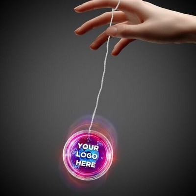 2" Pad Printed Light-Up Blue & Clear Yo-Yo w/Red LED
