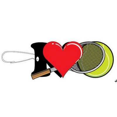 I Love Tennis w/ Racket Zipper Pull