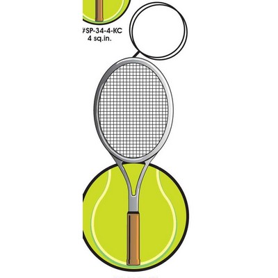 Tennis Ball & Racket Key Chain w/Clear Mirrored Back (12 Square Inch)