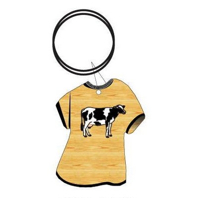Cow T Shirt Executive Key Chain w/Mirrored Back (4 Square Inch)