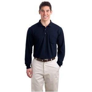 Port Authority® Long Sleeve Silk Touch™ Polo with Pocket.