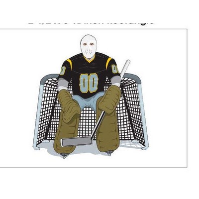 Hockey Goalie Rectangle Badge w/ Bar Pin (2 1/2"x3 1/2")