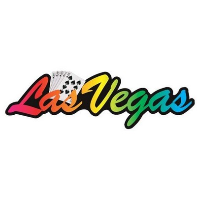 Las Vegas w/ Royal Flush Promotional Magnet w/ Strip Magnet (12 Square Inch)