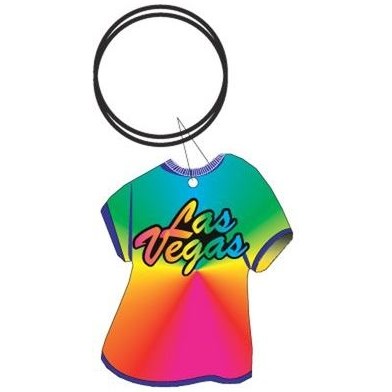 Las Vegas (Stacked) T-Shirt Key Chain w/Clear Mirrored Back (4 Square Inch)