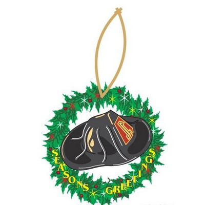 Fireman Hat Executive Wreath Ornament w/ Mirrored Back (4 Square Inch)